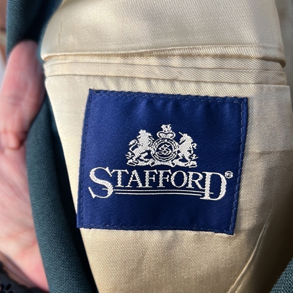 Stafford Sports Coat Vintage Teal Blue Green Wool Blend Blazer Jacket - Picture 6 of 9